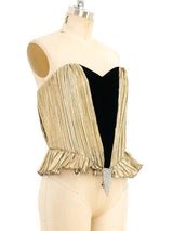 Metallic Gold Lame and Velvet Bustier Top arcadeshops.com