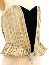 Metallic Gold Lame and Velvet Bustier Top arcadeshops.com