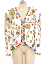 Jewel and Bead Embellished Cropped Jacket Jacket arcadeshops.com