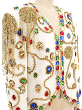 Jewel and Bead Embellished Cropped Jacket Jacket arcadeshops.com