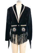 Fringed Black Suede Western Jacket Jacket arcadeshops.com