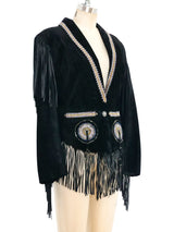 Fringed Black Suede Western Jacket Jacket arcadeshops.com