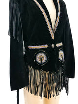 Fringed Black Suede Western Jacket Jacket arcadeshops.com