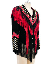 Fringed Red and Black Suede Western Jacket Jacket arcadeshops.com