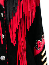 Fringed Red and Black Suede Western Jacket Jacket arcadeshops.com