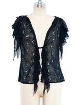 Gianni Versace Ruffled Eyelet Top Top arcadeshops.com