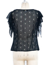 Gianni Versace Ruffled Eyelet Top Top arcadeshops.com