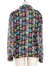 Floral Printed Silk Chiffon Blouse Top arcadeshops.com
