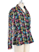 Floral Printed Silk Chiffon Blouse Top arcadeshops.com