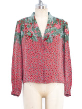 Floral Printed Silk Blouse Top arcadeshops.com