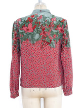 Floral Printed Silk Blouse Top arcadeshops.com