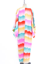 Neon Watercolor Wave Silk Kimono Jacket arcadeshops.com