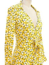 1970's Diane von Furstenberg Floral Printed Wrap Dress Dress arcadeshops.com