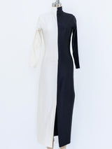 Black and White Colorblock Stretch Column Dress Dress arcadeshops.com