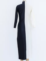 Black and White Colorblock Stretch Column Dress Dress arcadeshops.com