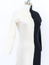 Black and White Colorblock Stretch Column Dress Dress arcadeshops.com
