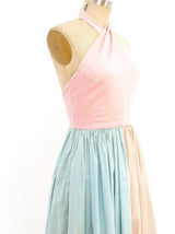 Bill Blass Pastel Polka Dot Halter Gown Dress arcadeshops.com