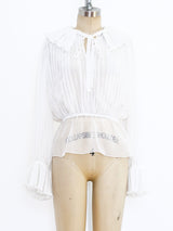 Oscar de la Renta Pleated Chiffon Blouse Top arcadeshops.com