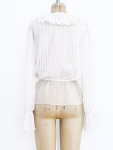 Oscar de la Renta Pleated Chiffon Blouse Top arcadeshops.com