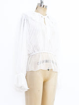 Oscar de la Renta Pleated Chiffon Blouse Top arcadeshops.com
