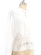 Oscar de la Renta Pleated Chiffon Blouse Top arcadeshops.com
