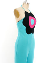 Aqua Crepe Daisy Jumpsuit Suit arcadeshops.com
