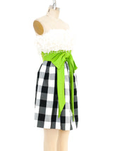 Flower Embellished Plaid Dress Dress arcadeshops.com