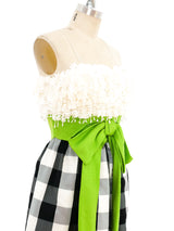 Flower Embellished Plaid Dress Dress arcadeshops.com