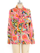 Psychedelic Paisley Printed Chiffon Top Top arcadeshops.com