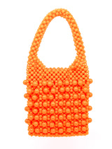 1960's Orange Bead Top Handle Bag Accessory arcadeshops.com