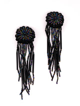 Black Bead Fringe Earrings Accessory arcadeshops.com