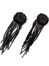 Black Bead Fringe Earrings Accessory arcadeshops.com
