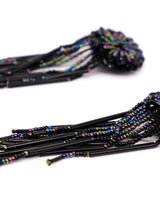 Black Bead Fringe Earrings Accessory arcadeshops.com