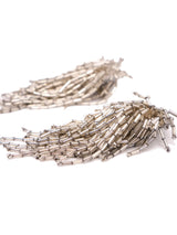 Silver Bead Fringe Earrings Accessory arcadeshops.com