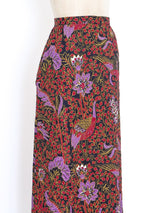 Bird Print Quilted Maxi Skirt Bottom arcadeshops.com