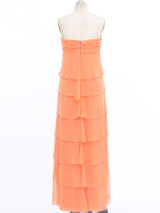Tiered Peach Silk Chiffon Strapless Dress Dress arcadeshops.com