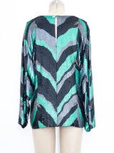 Sequin Embellished Feather Pattern Top Top arcadeshops.com