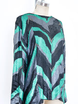 Sequin Embellished Feather Pattern Top Top arcadeshops.com