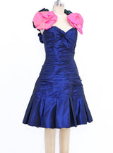 Vicky Tiel Ruched Silk Taffeta Party Dress Dress arcadeshops.com