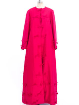 Fuchsia Thai Silk Bow Embellished Maxi Coat Jacket arcadeshops.com