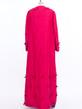 Fuchsia Thai Silk Bow Embellished Maxi Coat Jacket arcadeshops.com