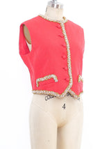 Malcolm Starr Embellished Trim Coral Vest Jacket arcadeshops.com