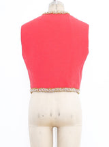 Malcolm Starr Embellished Trim Coral Vest Jacket arcadeshops.com