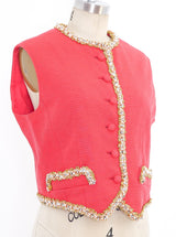 Malcolm Starr Embellished Trim Coral Vest Jacket arcadeshops.com