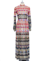 Malcolm Starr Metallic Stripe Printed Maxi Dress Dress arcadeshops.com