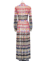 Malcolm Starr Metallic Stripe Printed Maxi Dress Dress arcadeshops.com