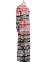 Malcolm Starr Metallic Stripe Printed Maxi Dress Dress arcadeshops.com