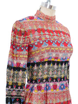 Malcolm Starr Metallic Stripe Printed Maxi Dress Dress arcadeshops.com