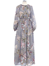 Floral Printed Grey Silk Dress Dress arcadeshops.com