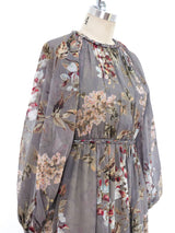Floral Printed Grey Silk Dress Dress arcadeshops.com